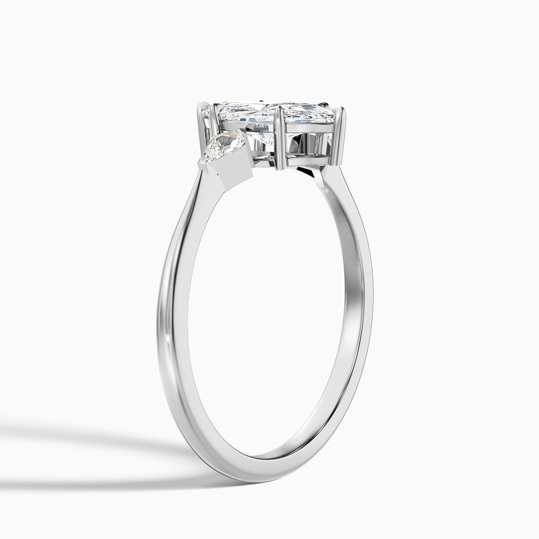 Brona 2 Carat Marquise Cut Side Kite Cut Lab Grown Diamond Ring in 925 Sterling Silver