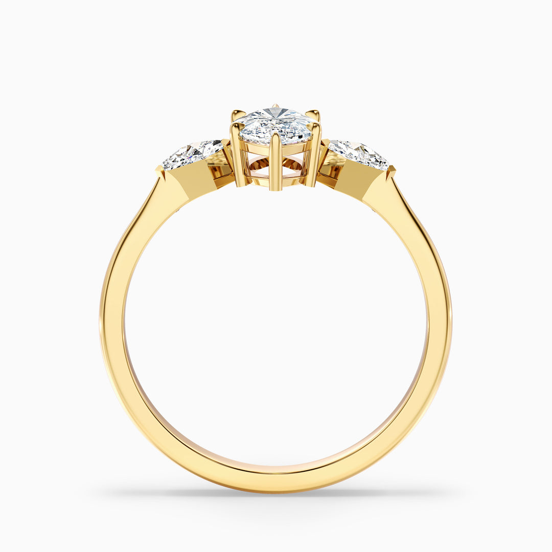 Brona 1 Carat Marquise Cut Side Kite Cut Lab Grown Diamond Ring in 925 Sterling Silver