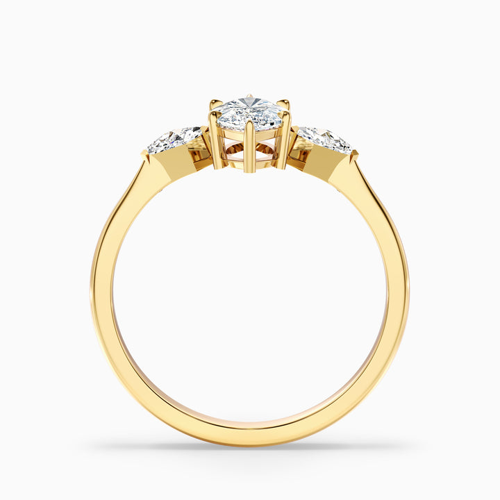 Brona 1 Carat Marquise Cut Side Kite Cut Lab Grown Diamond Ring in 925 Sterling Silver