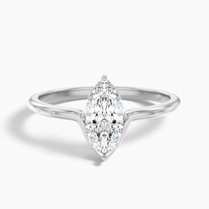 Celia 3 Carat Marquise Cut Solitaire Designer Lab Grown Diamond Ring in 925 Sterling Silver
