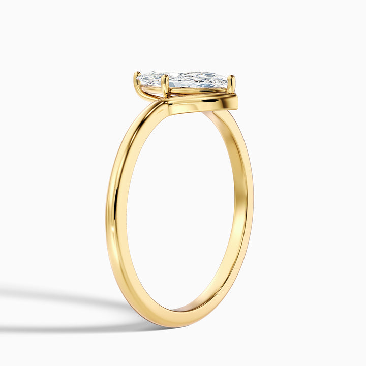 Celia 3 Carat Marquise Cut Solitaire Designer Lab Grown Diamond Ring in 925 Sterling Silver