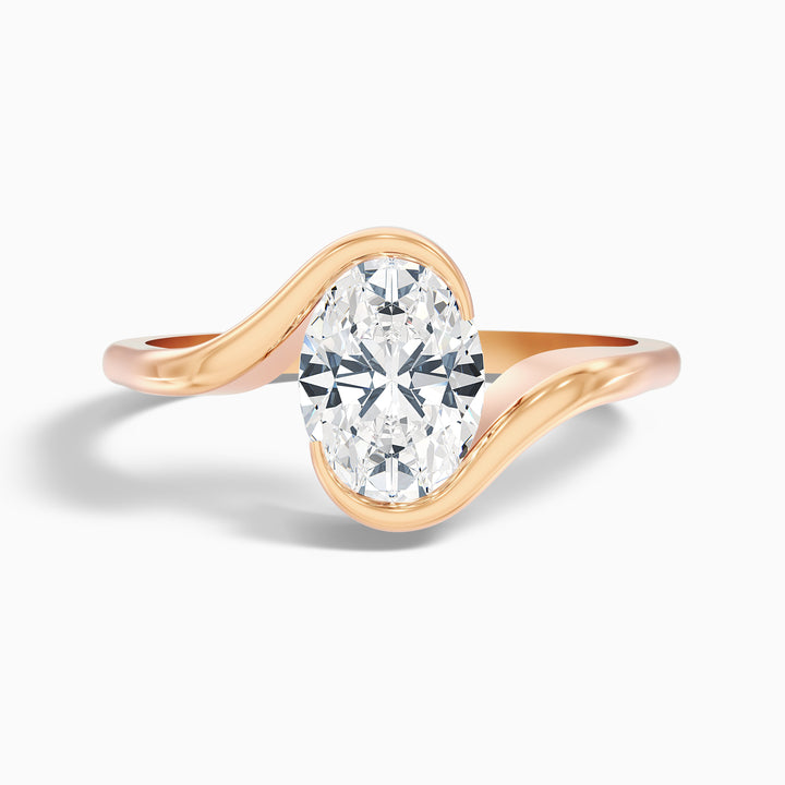 Gleny 3 Carat Oval Cut Bypass Lab Grown Diamond Engagement Ring in 925 Sterling Silver