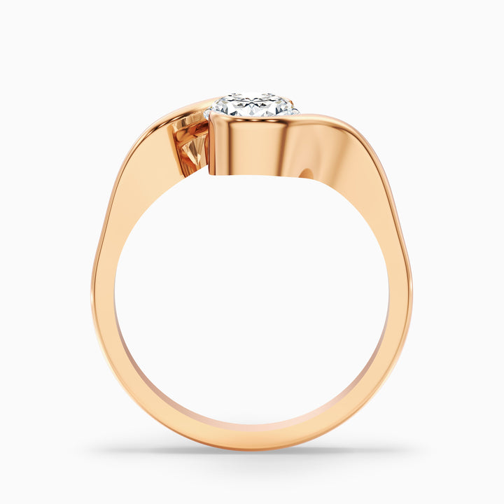 Gleny 1 Carat Oval Cut Bypass Lab Grown Diamond Engagement Ring in 925 Sterling Silver
