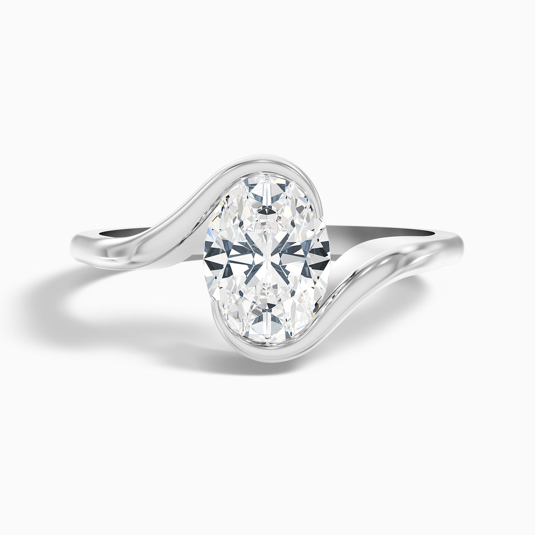 Gleny 3 Carat Oval Cut Bypass Lab Grown Diamond Engagement Ring in 925 Sterling Silver