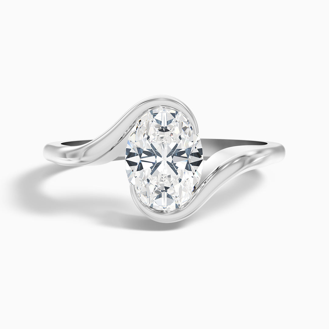 Gleny 1 Carat Oval Cut Bypass Lab Grown Diamond Engagement Ring in 925 Sterling Silver