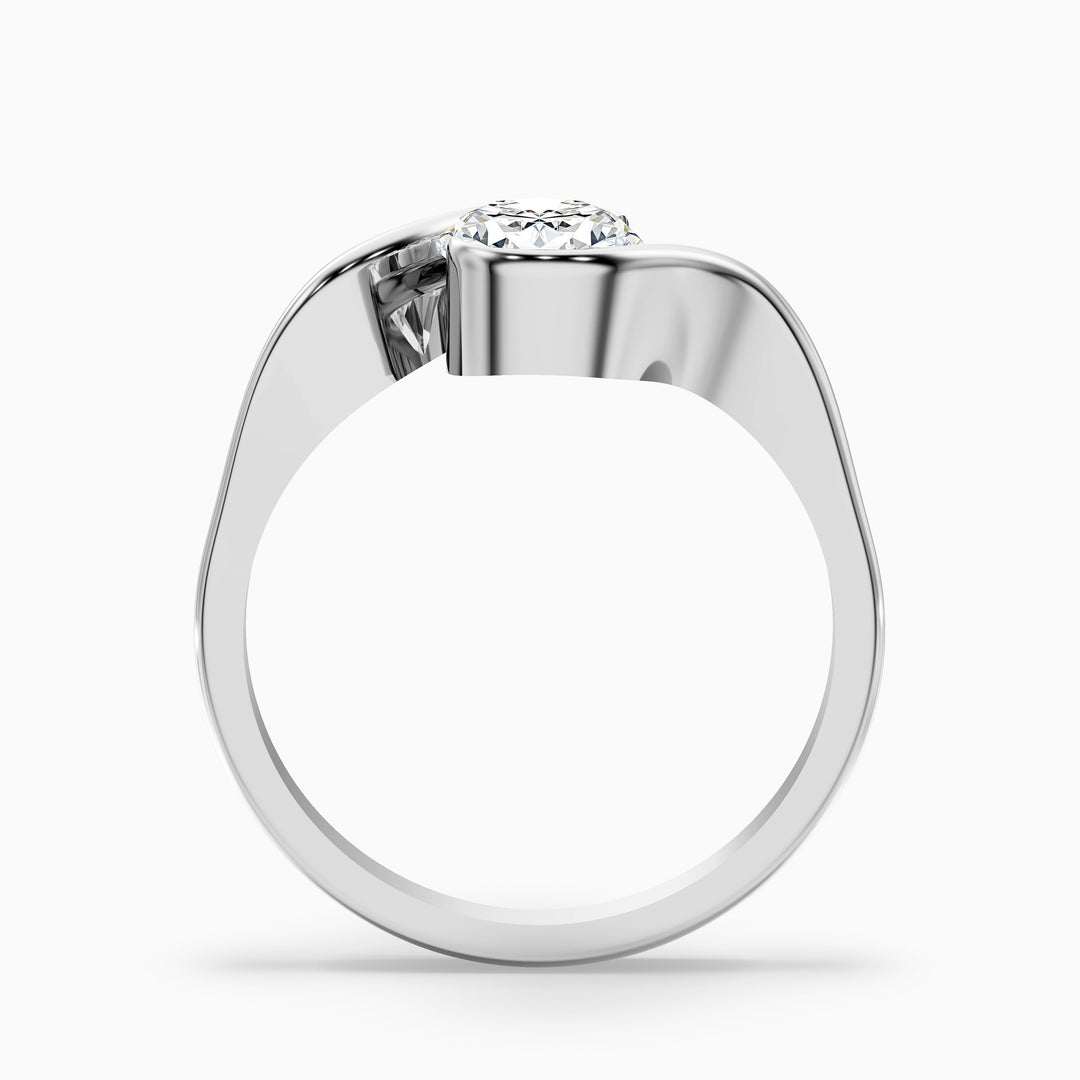Gleny 1 Carat Oval Cut Bypass Lab Grown Diamond Engagement Ring in 925 Sterling Silver