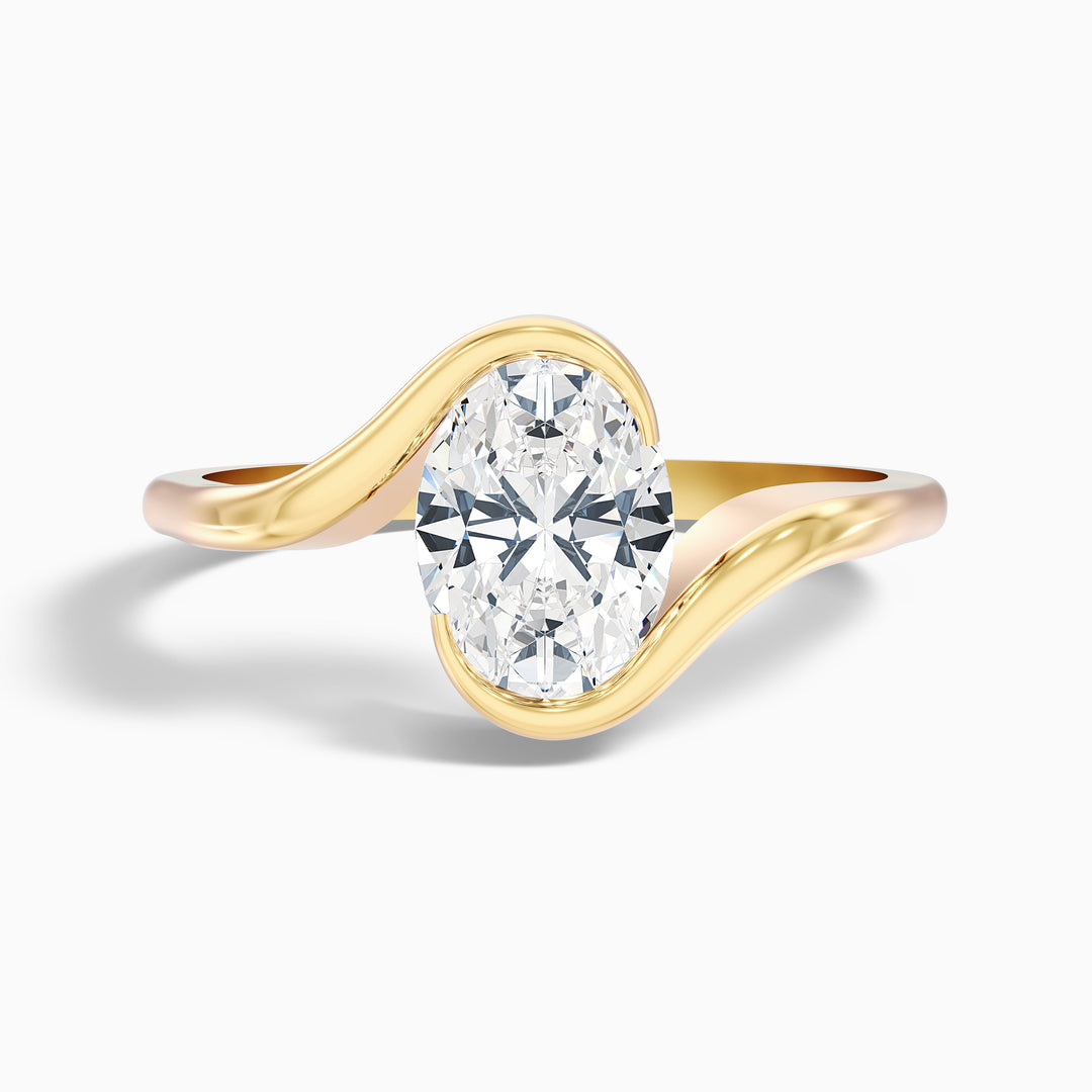 Gleny 3 Carat Oval Cut Bypass Lab Grown Diamond Engagement Ring in 925 Sterling Silver