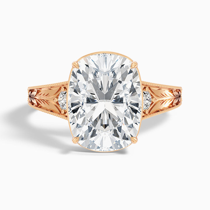 Taylor 3 Carat Elongated Old Mine Cushion Cut Lab Grown Diamond Ring in 14k Yellow Gold