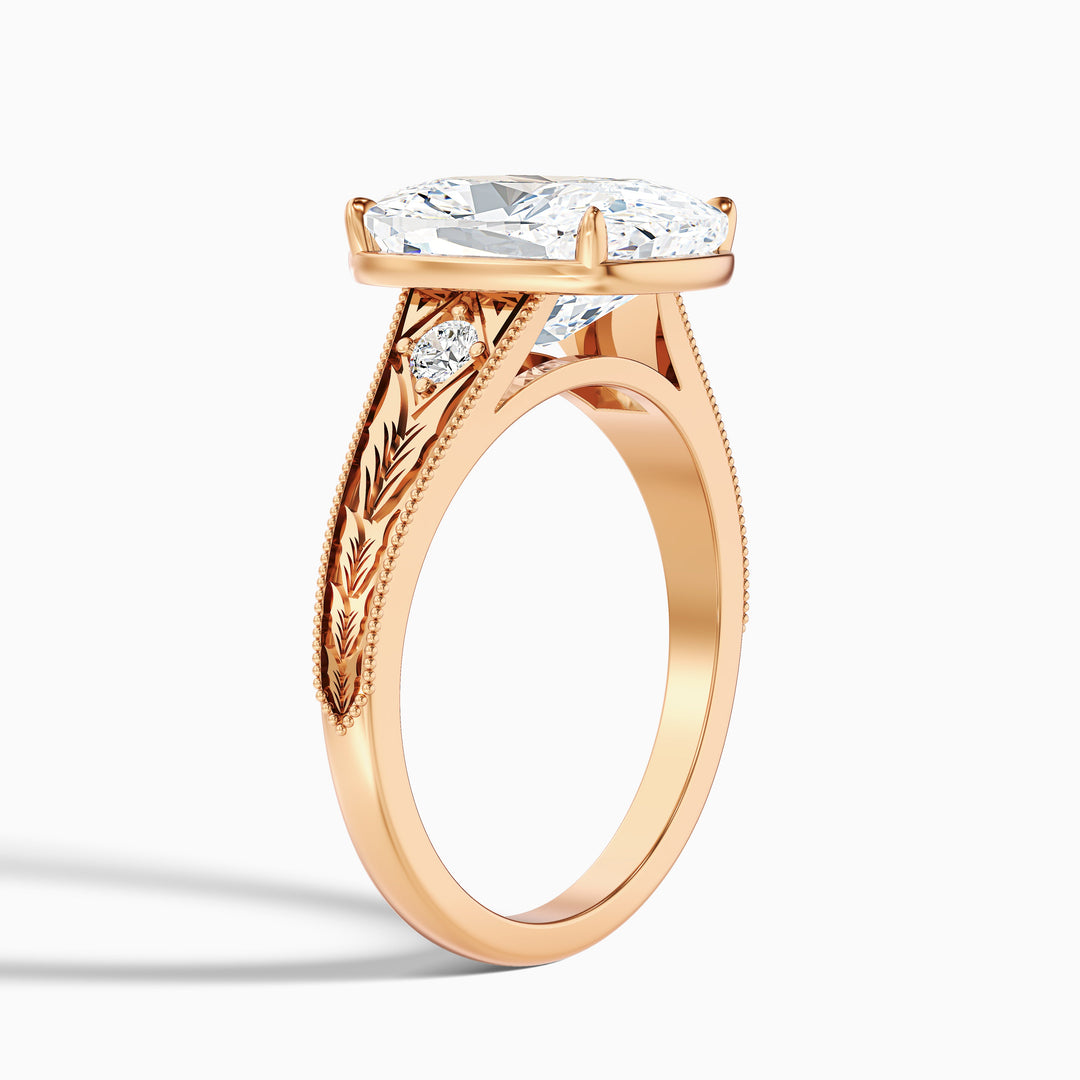 Taylor 3 Carat Elongated Old Mine Cushion Cut Lab Grown Diamond Ring in 14k Yellow Gold