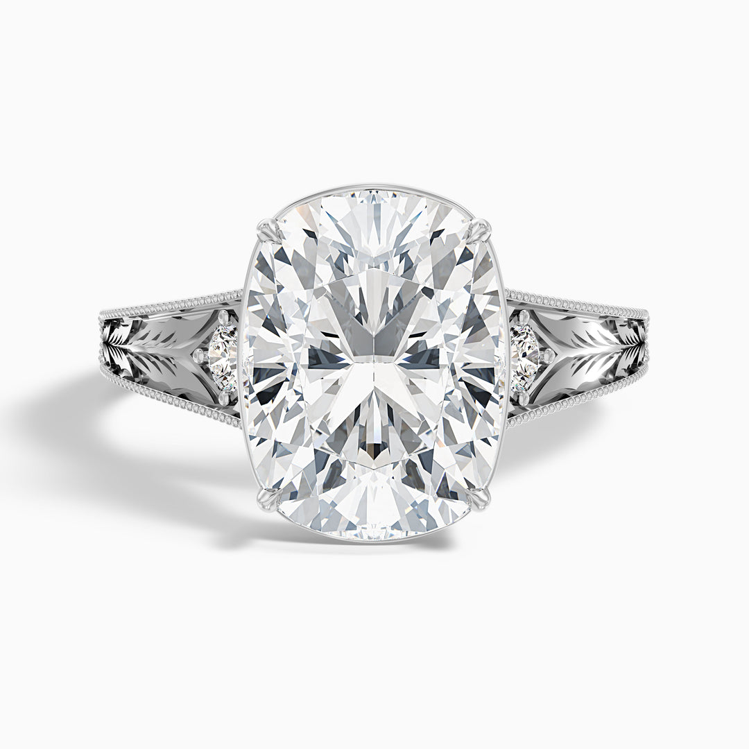 Taylor 3 Carat Elongated Old Mine Cushion Cut Lab Grown Diamond Ring in 14k Yellow Gold