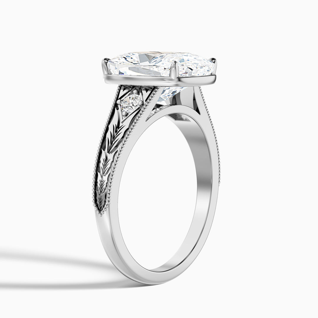 Taylor 3 Carat Elongated Old Mine Cushion Cut Lab Grown Diamond Ring in 14k Yellow Gold