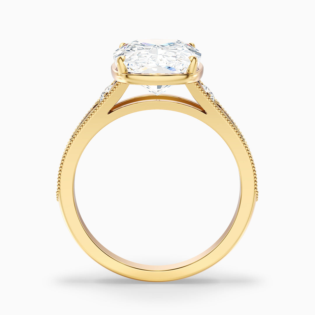 Taylor 3 Carat Elongated Old Mine Cushion Cut Lab Grown Diamond Ring in 14k Yellow Gold