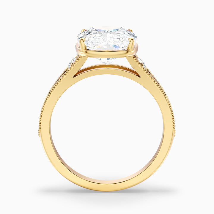 Taylor 3 Carat Elongated Old Mine Cushion Cut Lab Grown Diamond Ring in 14k Yellow Gold