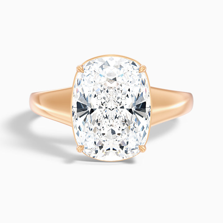 Noele 3 Carat Elongated Cushion Old Mine Cut Thick Band Lab Grown Diamond Ring in 14k Yellow Gold