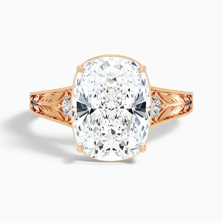 Taylor 2 Carat Elongated Old Mine Cushion Cut Lab Grown Diamond Ring in 14k Yellow Gold