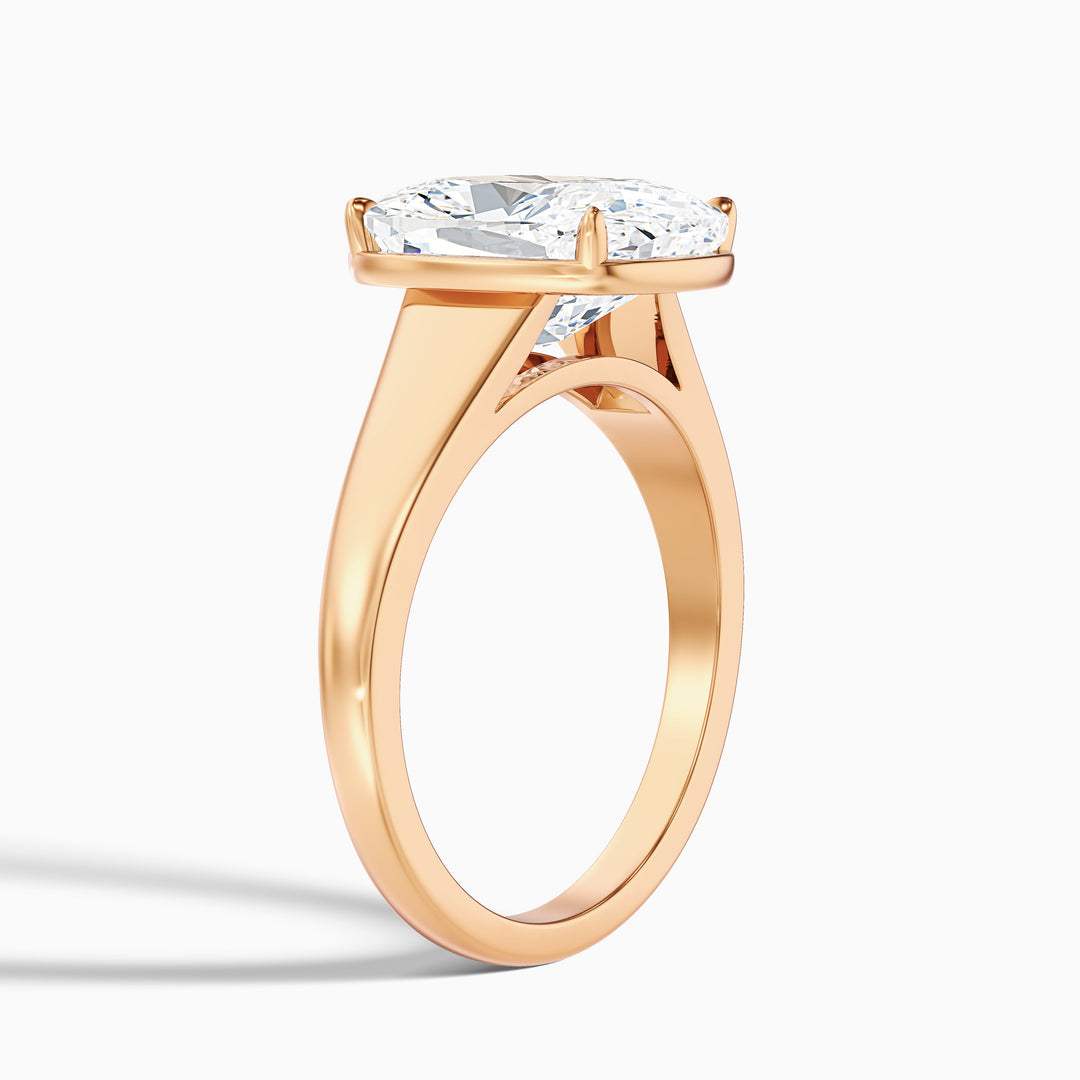 Noele 3 Carat Elongated Cushion Old Mine Cut Thick Band Lab Grown Diamond Ring in 14k Yellow Gold