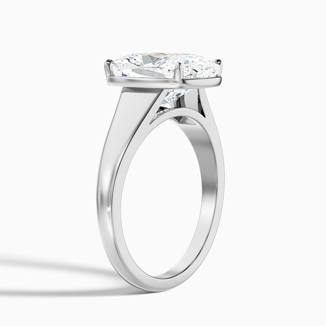 Noele 3 Carat Elongated Cushion Old Mine Cut Thick Band Lab Grown Diamond Ring in 14k Yellow Gold