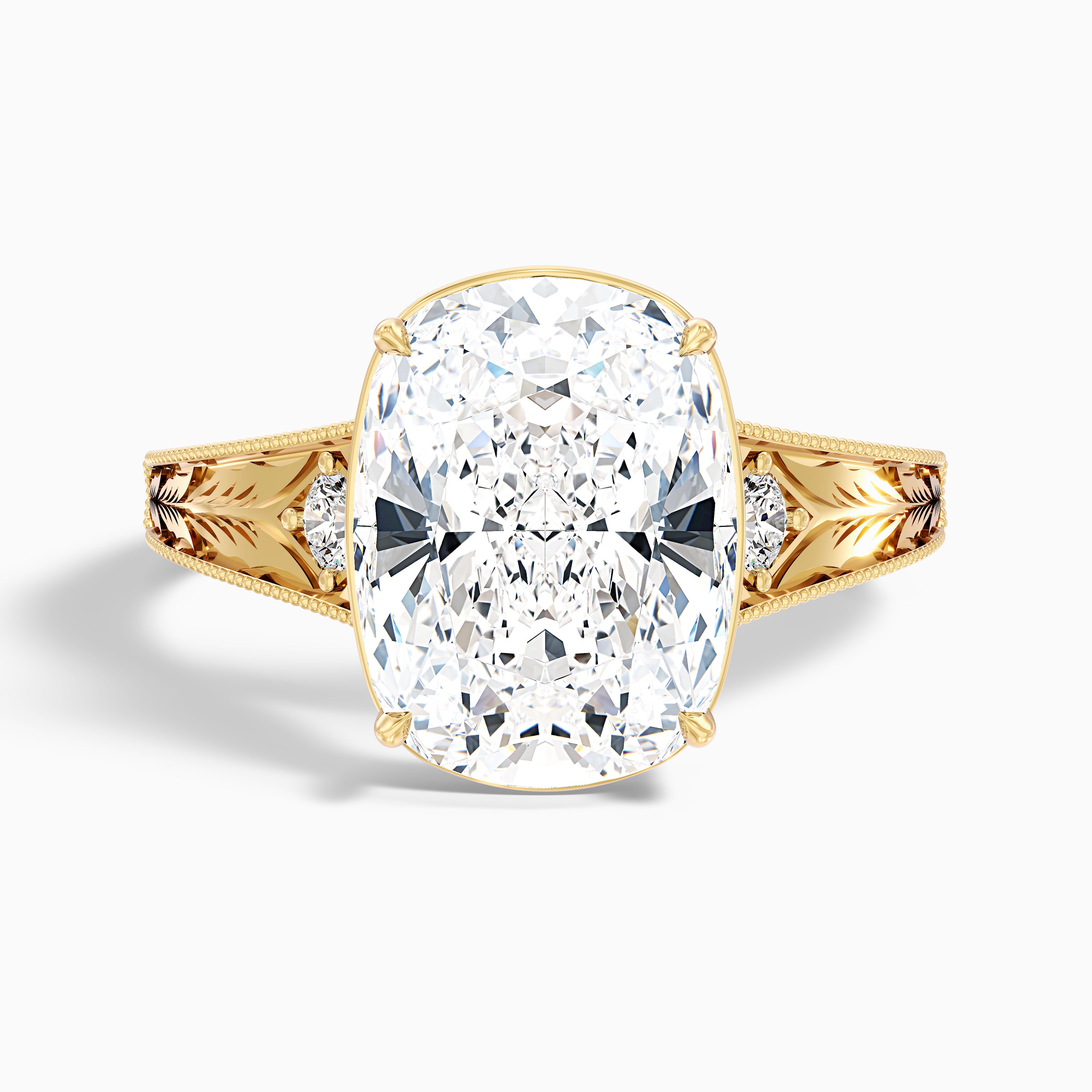 Taylor 2 Carat Elongated Old Mine Cushion Cut Lab Grown Diamond Ring in 14k Yellow Gold