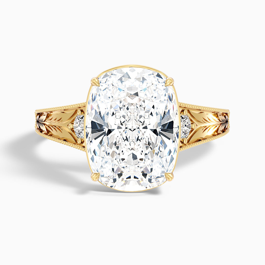Taylor 3 Carat Elongated Cushion Cut Lab Grown Diamond Ring in 14k Yellow Gold