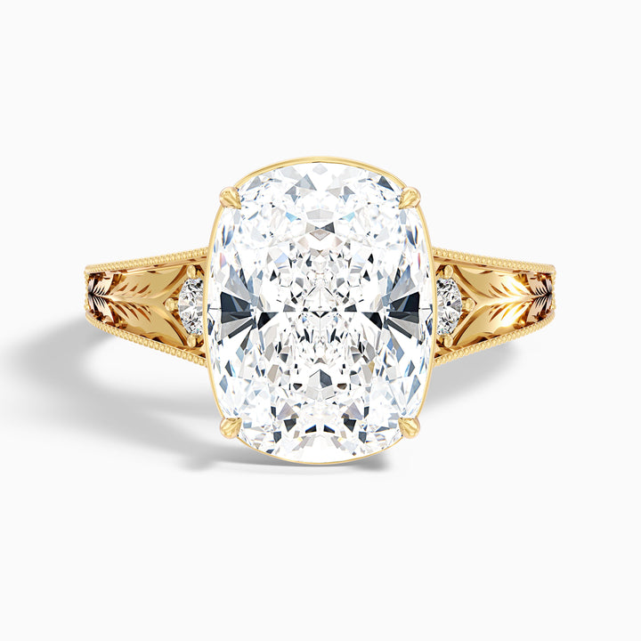 Taylor 3 Carat Elongated Cushion Cut Lab Grown Diamond Ring in 14k Yellow Gold