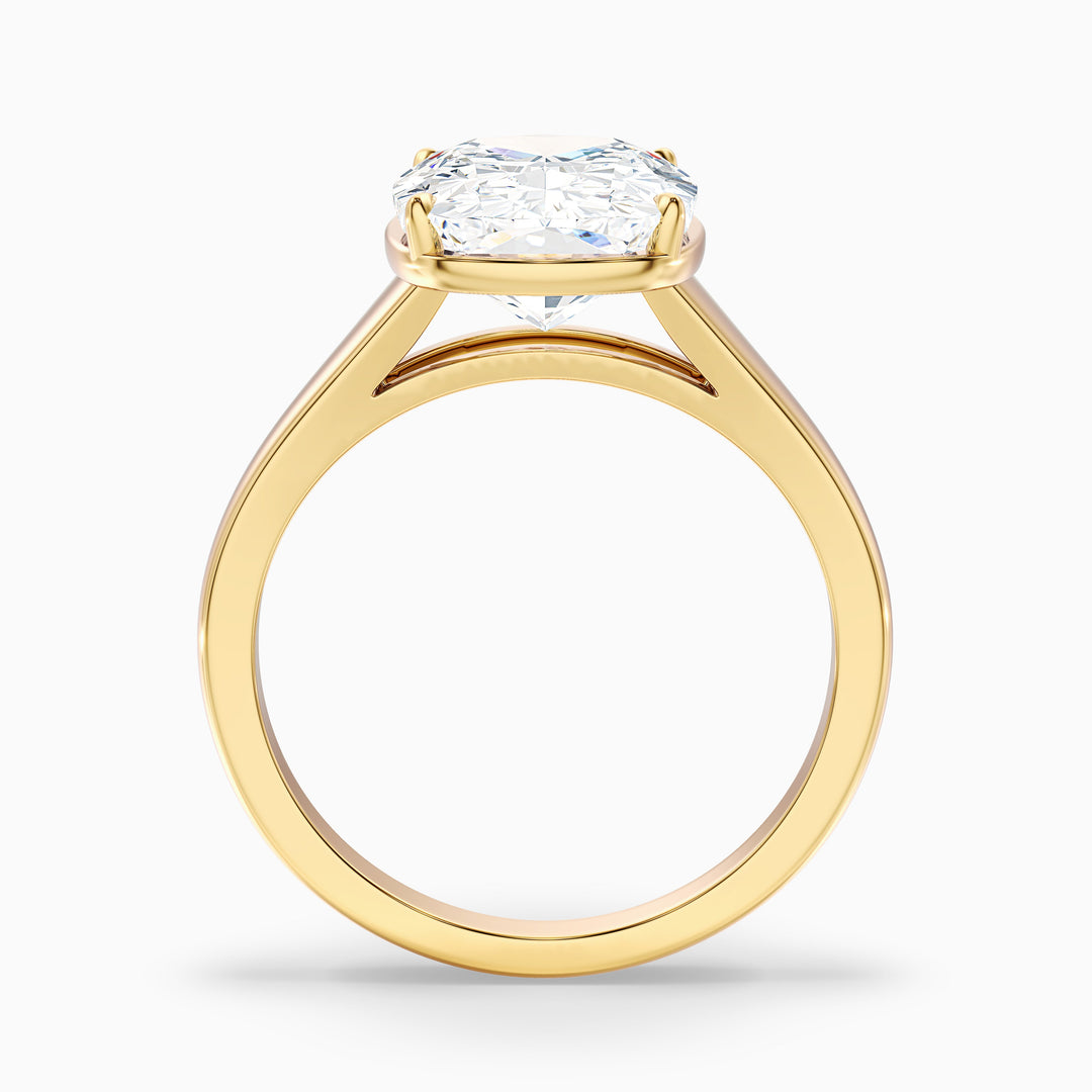 Noele 3 Carat Elongated Cushion Old Mine Cut Thick Band Lab Grown Diamond Ring in 14k Yellow Gold