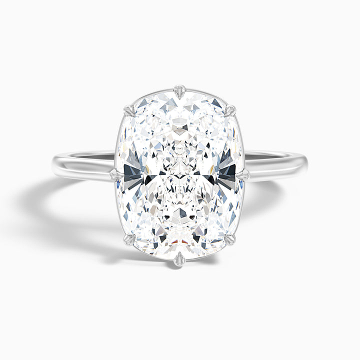 Verne 3 Carat 8 Prong Elongated Cushion Old Mine Cut Lab Grown Diamond Ring in 18k White Gold