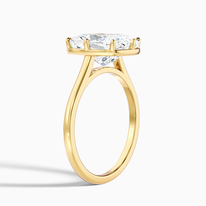Verne 3 Carat 8 Prong Elongated Cushion Old Mine Cut Lab Grown Diamond Ring in 18k White Gold