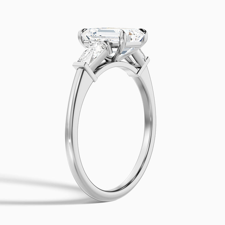 Melania 5.5 CaratEmerald Cut With Tapered Baguette Moissanite Engagement Ring in 14k Rose Gold
