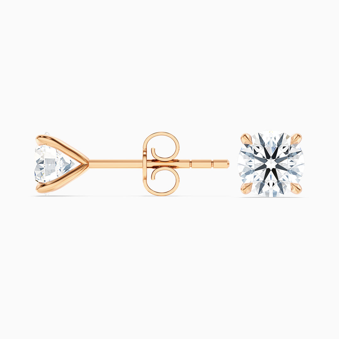 4 Claws Round Lab Grown Stud Diamond Earrings