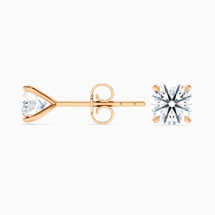 4 Claws Round Lab Grown Stud Diamond Earrings