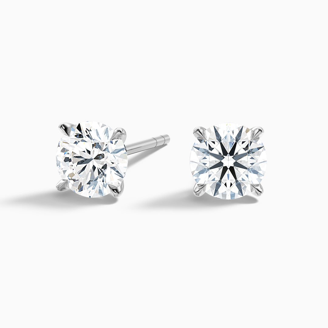 4 Claws Round Lab Grown Stud Diamond Earrings