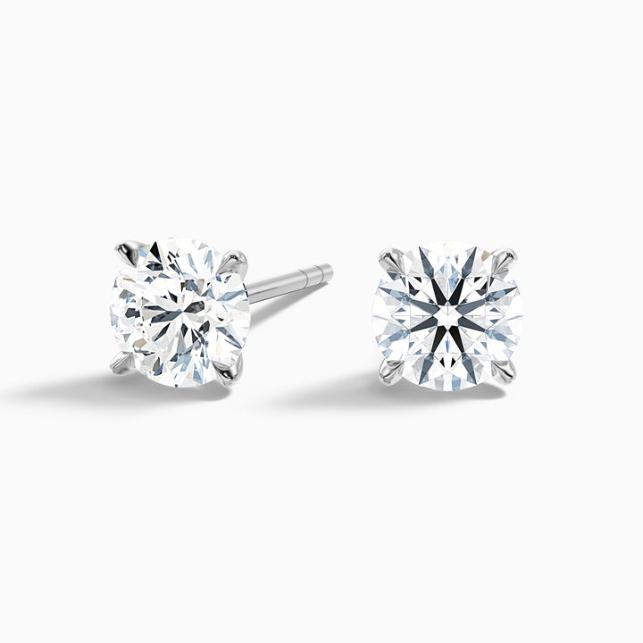 4 Claws Round Lab Grown Stud Diamond Earrings