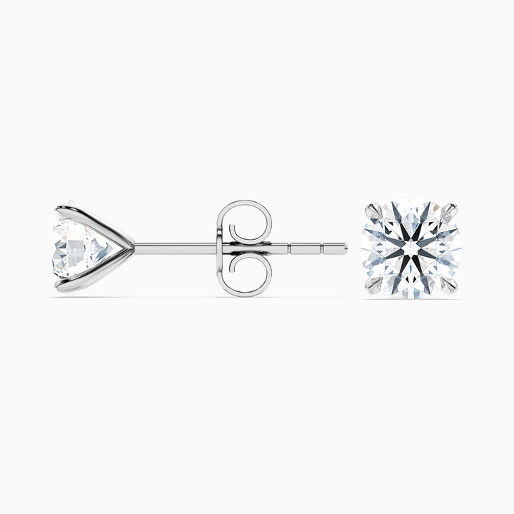 4 Claws Round Lab Grown Stud Diamond Earrings
