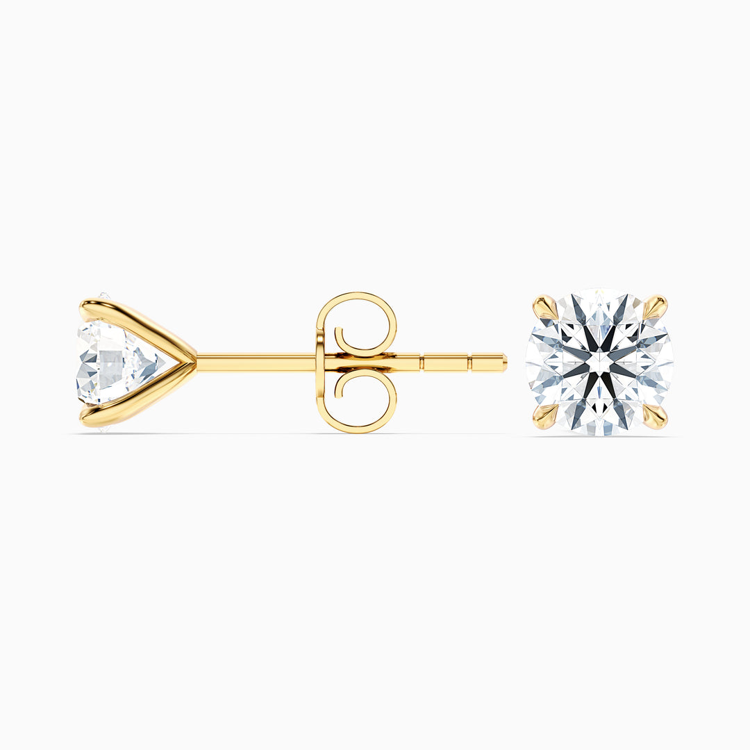 4 Claws Round Lab Grown Stud Diamond Earrings