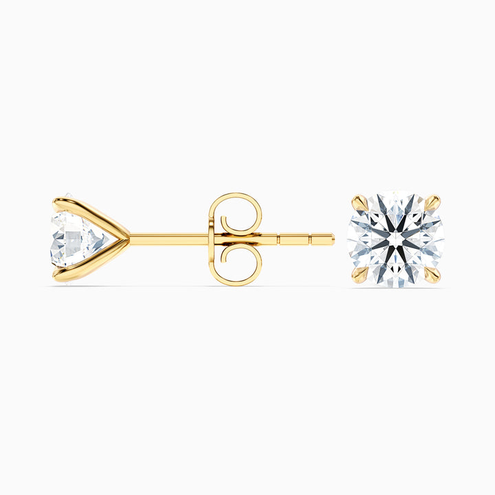 4 Claws Round Lab Grown Stud Diamond Earrings