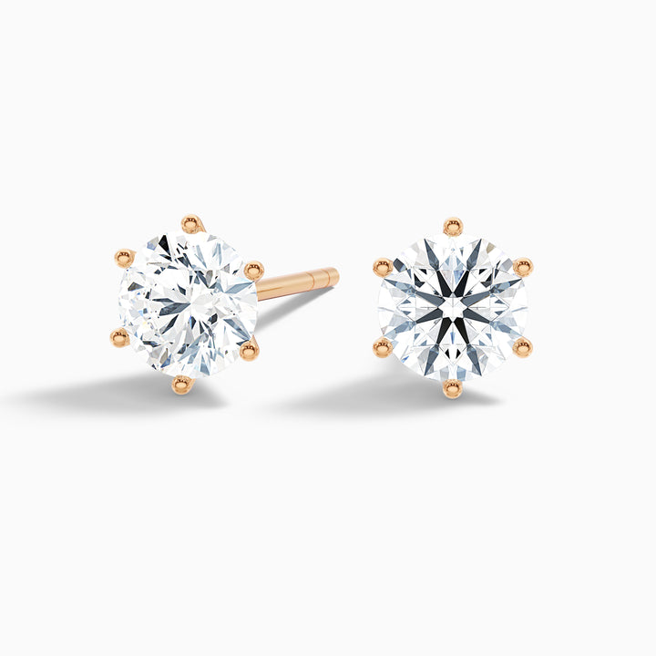 6 Claws Round Cut Lab Grown Stud Diamond Earrings