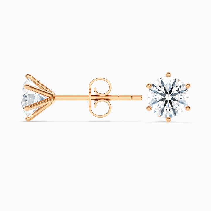 6 Claws Round Cut Lab Grown Stud Diamond Earrings
