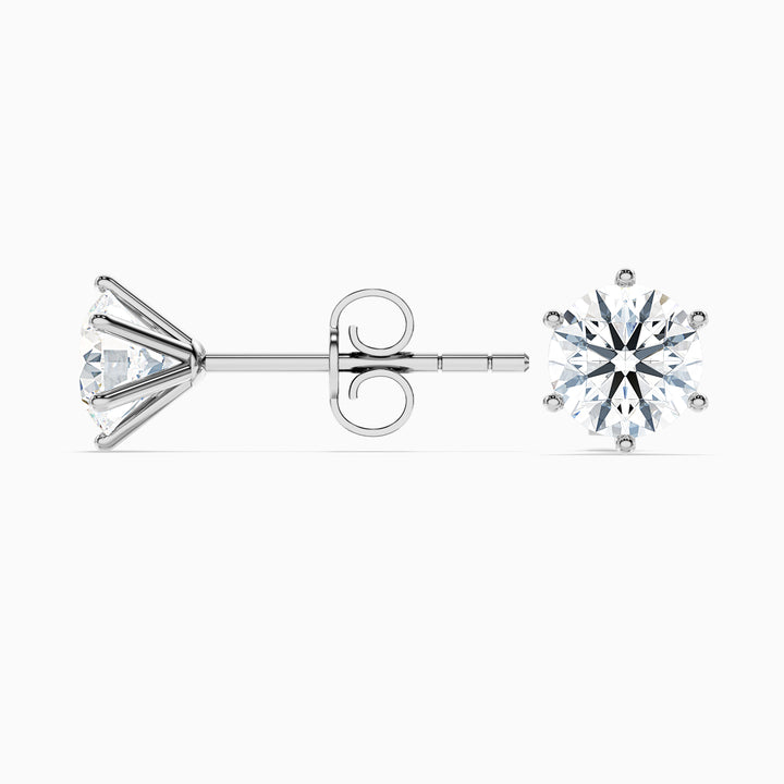 6 Claws Round Cut Lab Grown Stud Diamond Earrings