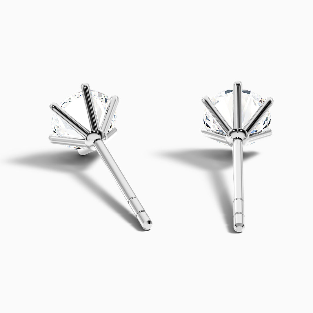 6 Claws Round Cut Lab Grown Stud Diamond Earrings
