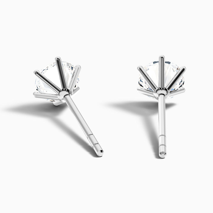 6 Claws Round Cut Lab Grown Stud Diamond Earrings