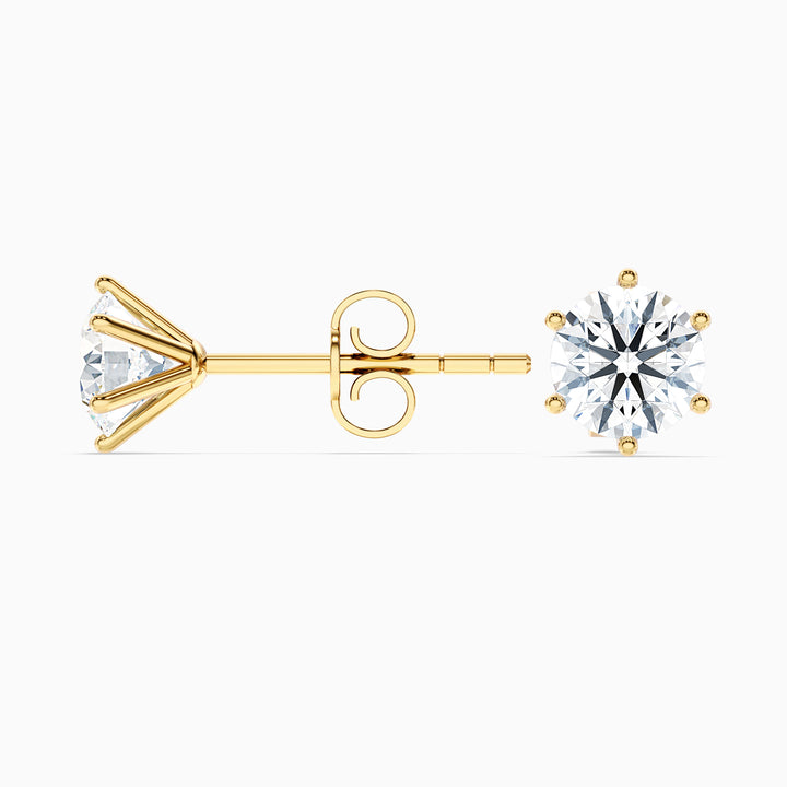 6 Claws Round Cut Lab Grown Stud Diamond Earrings