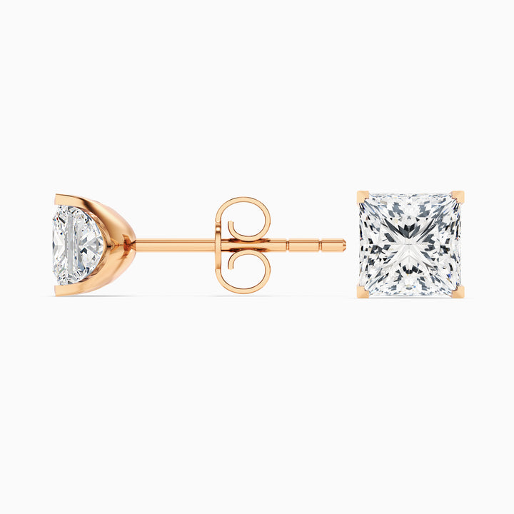 Princess Cut Moissanite Stud Diamond Earrings
