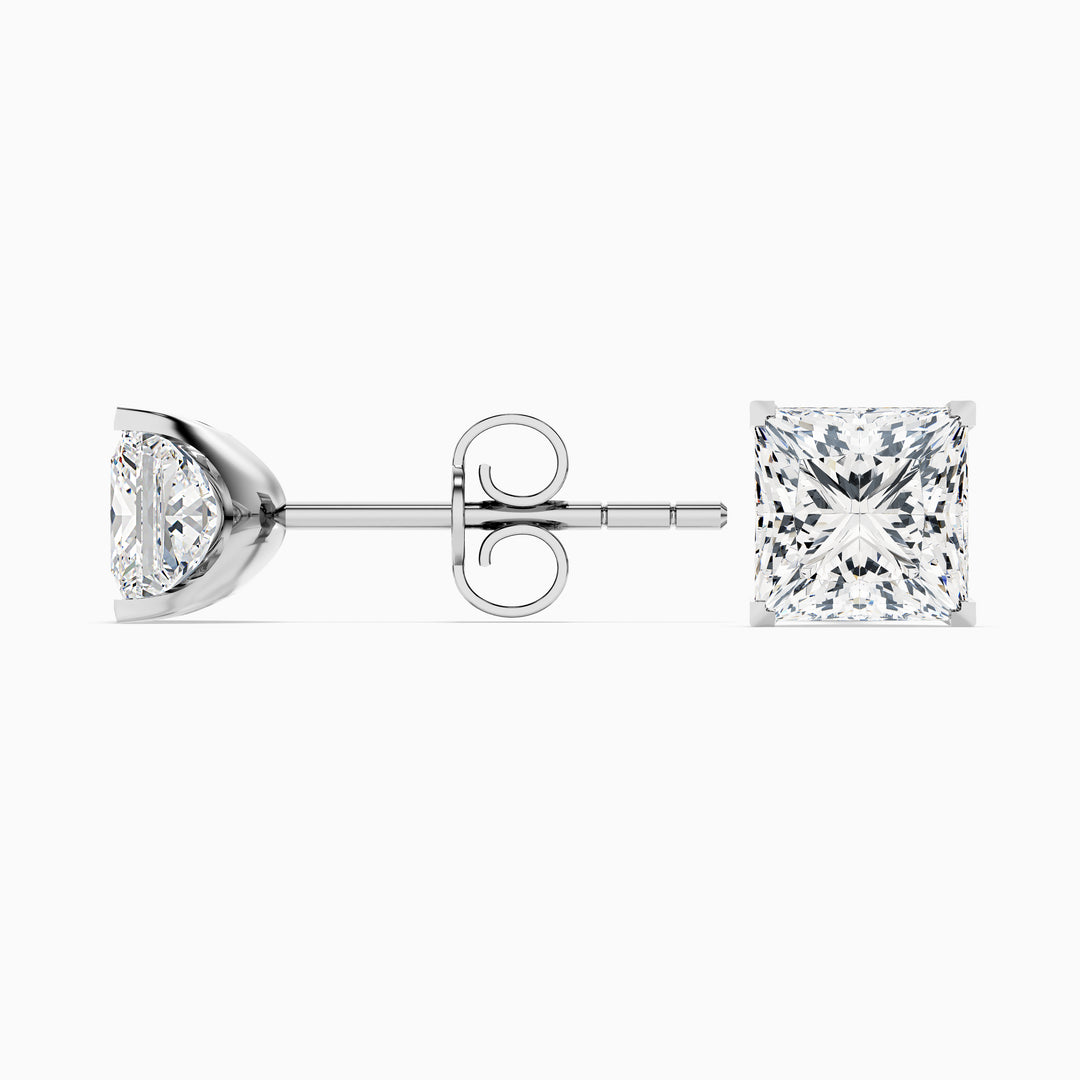 Princess Cut Moissanite Stud Diamond Earrings