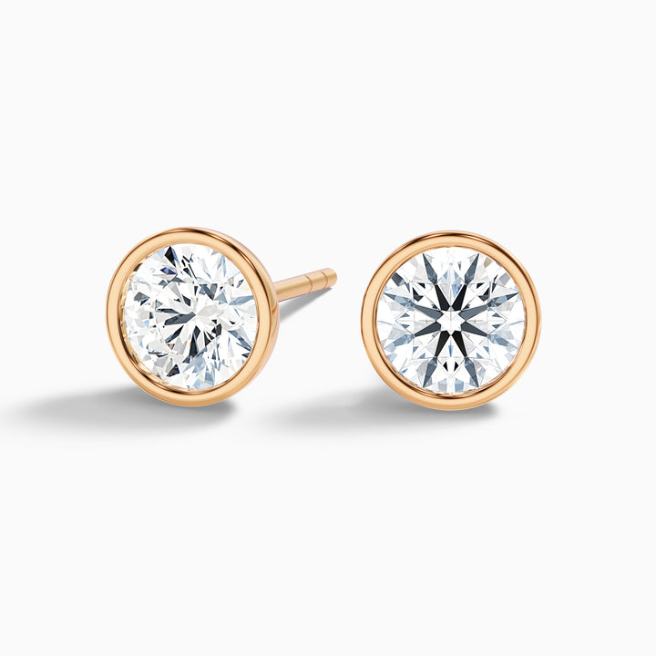 Round Rubover Moissanite Stud Diamond Earrings