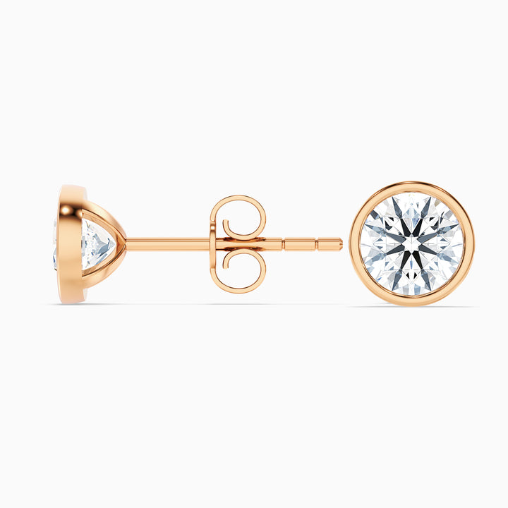 Round Rubover Moissanite Stud Diamond Earrings
