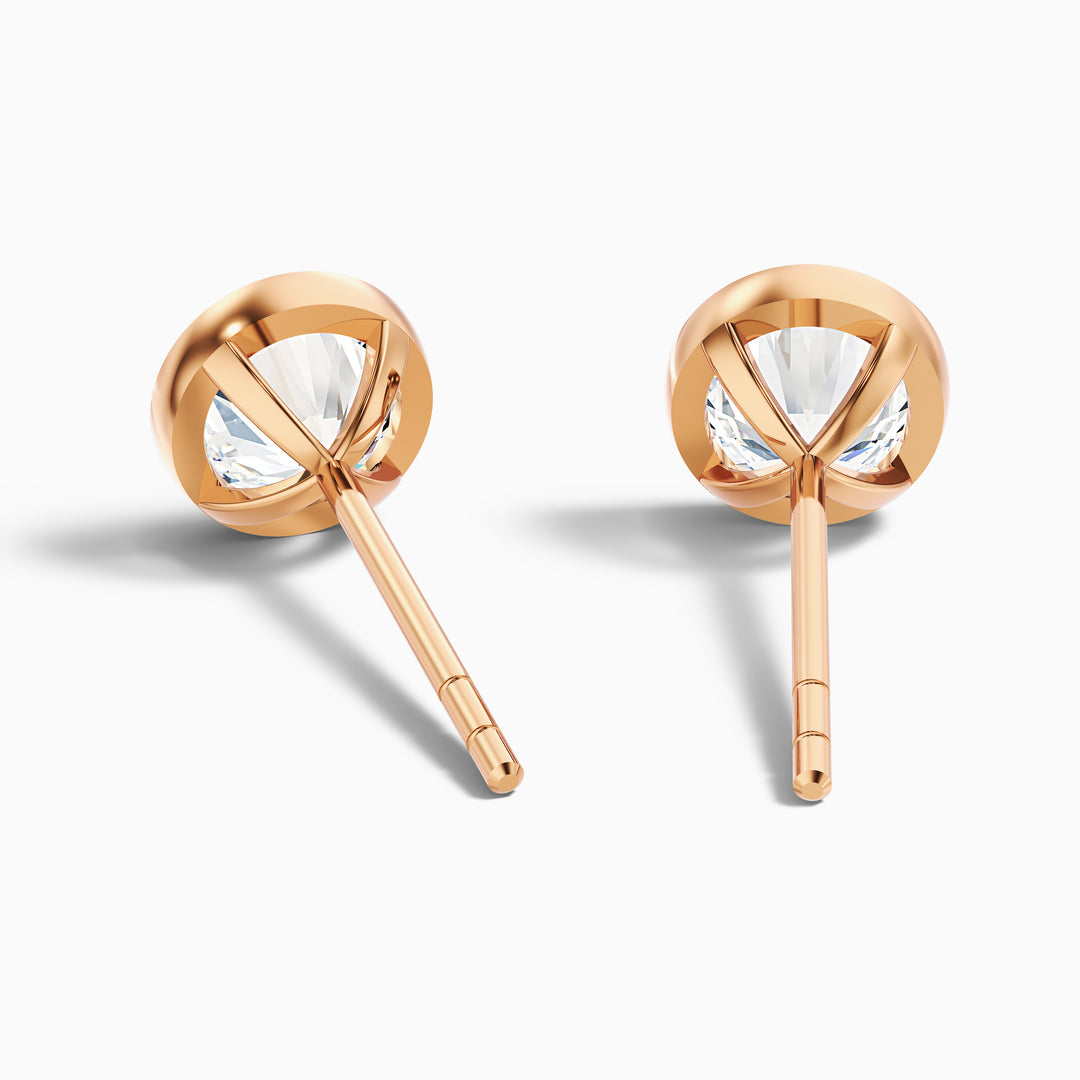 Round Rubover Lab Grown Stud Diamond Earrings
