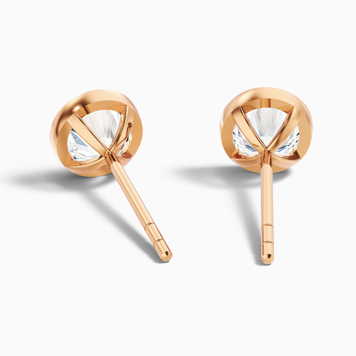 Round Rubover Lab Grown Stud Diamond Earrings