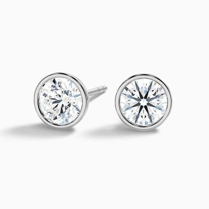 Round Rubover Moissanite Stud Diamond Earrings