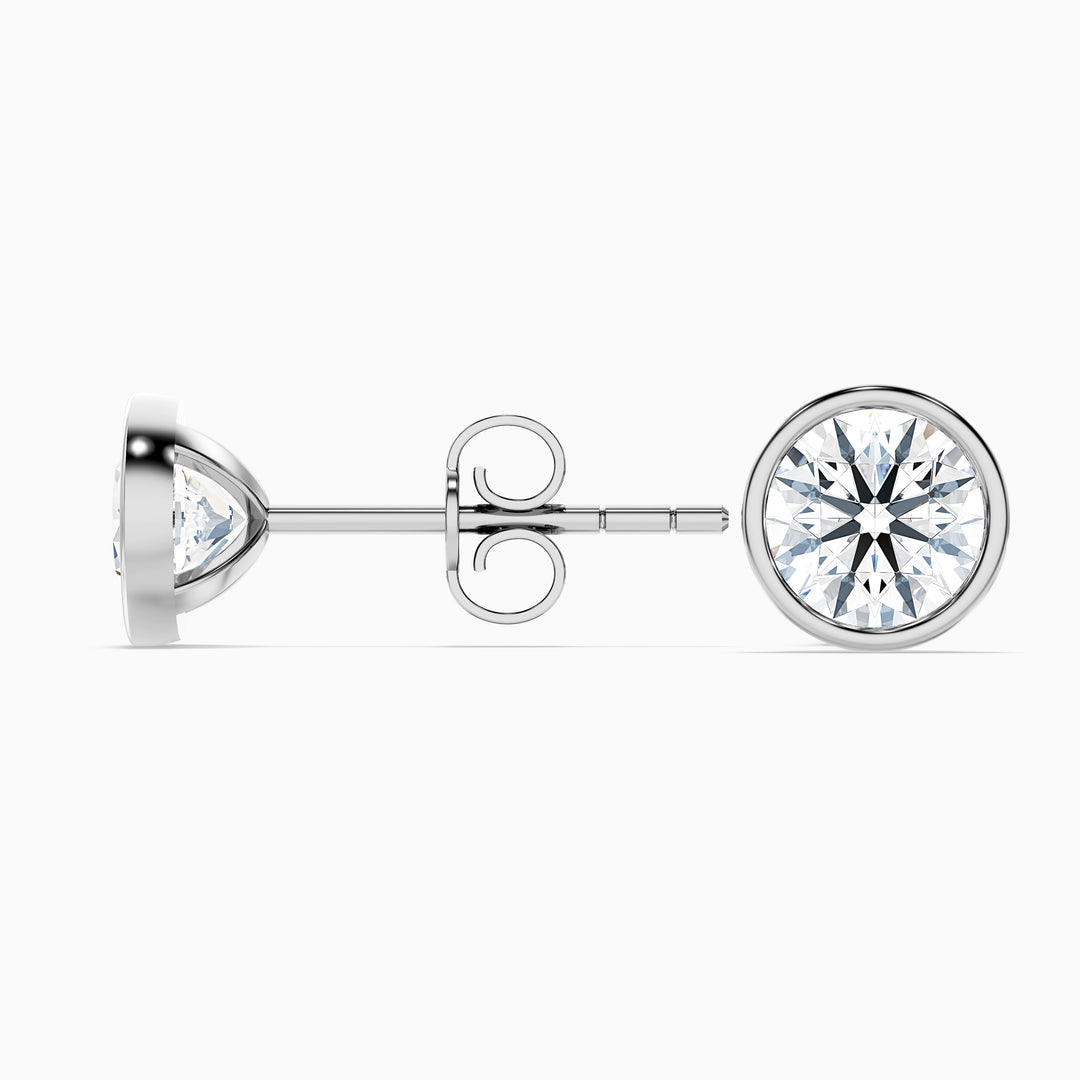Round Rubover Moissanite Stud Diamond Earrings