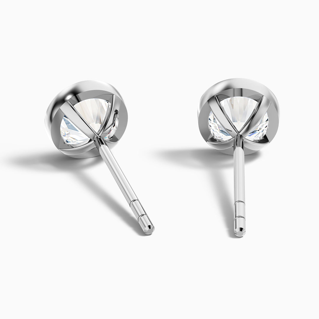 Round Rubover Moissanite Stud Diamond Earrings
